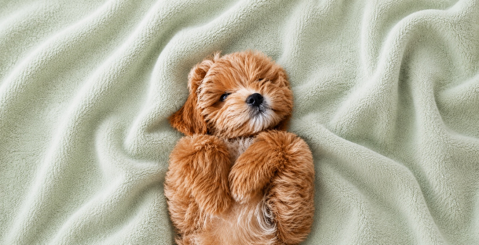 Slapende puppy op een zachte deken